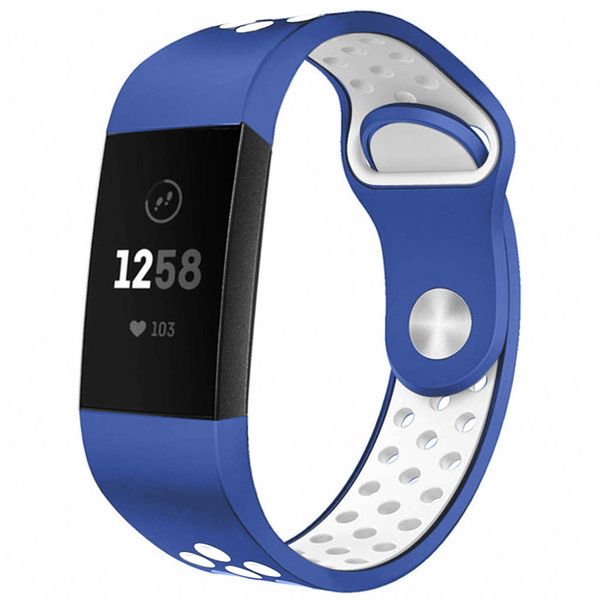 imoshion Silikonband Sport Fitbit Charge 3 / 4 - Blau / Weiß