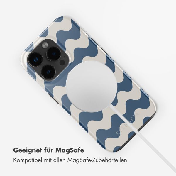 Selencia Vivid Tough Back Cover mit MagSafe für das iPhone 15 Pro Max - Wave Vibes Classic Blue