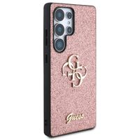 Guess 4G Metal Logo Back Cover mit Glitter Samsung Galaxy S25 Ultra - Rosa