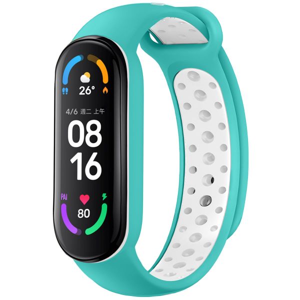 imoshion Silikonband Sport für das Xiaomi Mi Band 5 / 6 - Türkis / Weiß