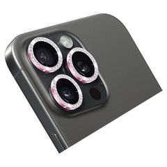 Holdit Kameraprotektor Glitzer für das Apple iPhone 15 Pro / 15 Pro Max - Pink