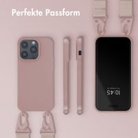 Selencia Silikonhülle mit abnehmbarem Band für das iPhone 14 Pro - Sand Pink