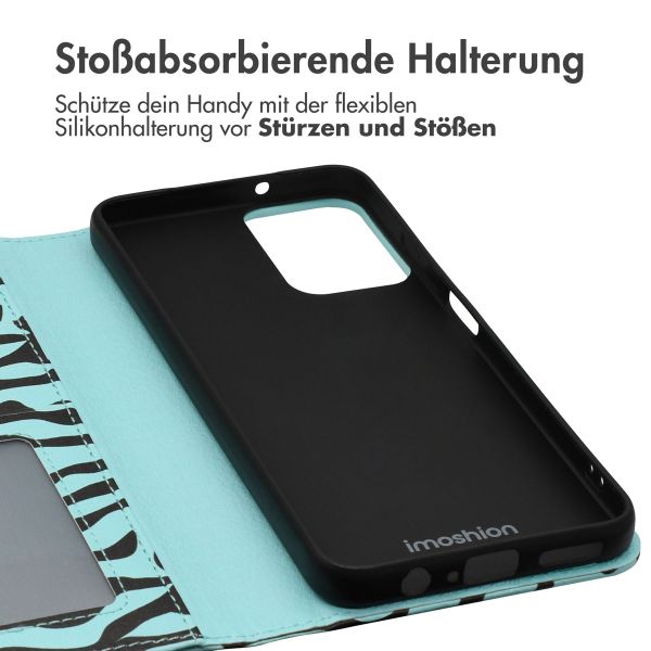 imoshion Design Klapphülle für das Motorola Moto G34 - Black Blue Stripes