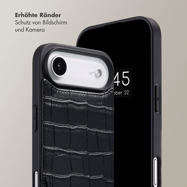 Selencia Nova Croco HandyHülle mit Kordel und Kartenhalter Apple iPhone Air - Schwarz