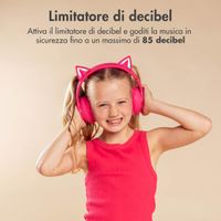 imoshion Kabellose Kinderkopfhörer LED Light Cat Ear - Dezibelbegrenzer - Mit AUX-Kabel - Hot Pink