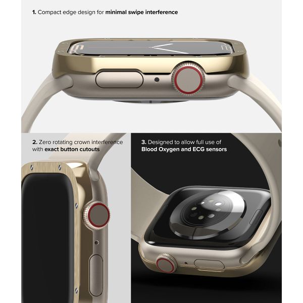 Ringke Bezel Styling für die Apple Watch Series 7 / 8 / 9 - 45 mm - Hairline Bolts Gold