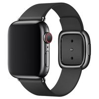 Apple Leather Band Modern Buckle für die Apple Watch Series 1 bis 9 / SE (38/40/41 mm) | Series 10 (42 mm) - Größe M - Schwarz