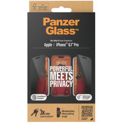 PanzerGlass Ultra Wide Fit Antibakterieller Screen Protector mit Sichtschutz inkl. Applikator Apple iPhone 15 Pro