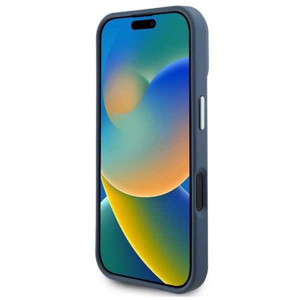 Guess Grained Triangle Case MagSafe Apple iPhone 16 - Blue