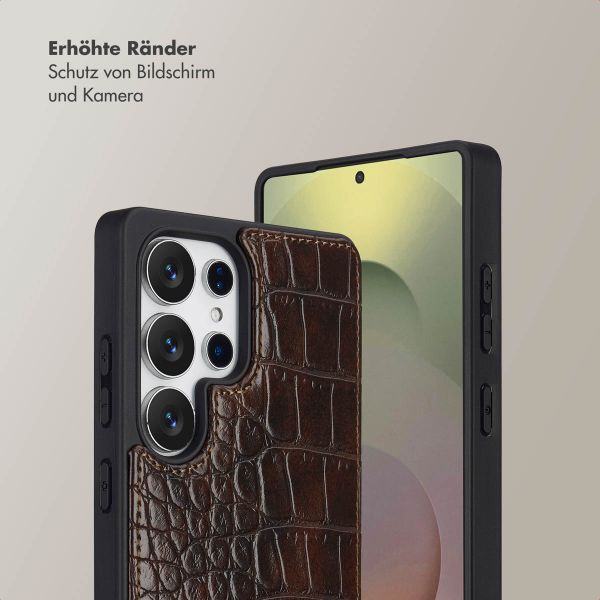 Selencia Nova Croco HandyHülle mit Kordel und Kartenhalter Samsung Galaxy S25 Ultra - Choco Brown