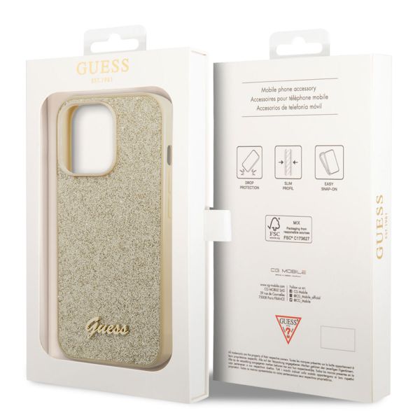 Guess Glitter Flakes Back Cover für das iPhone 14 Pro Max - Gold