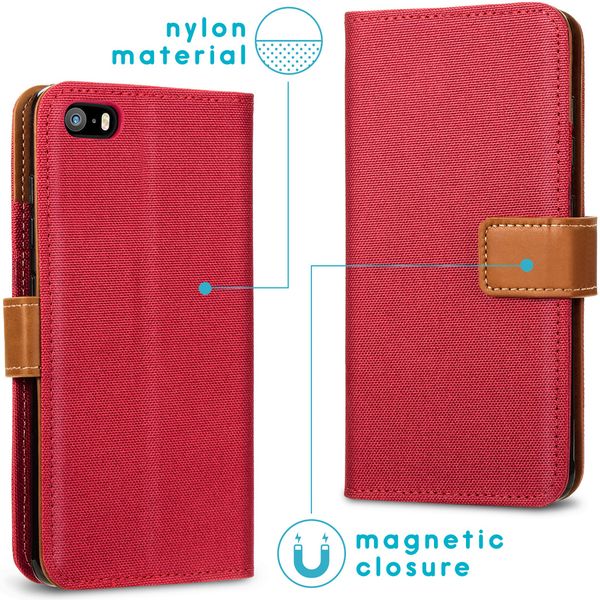 imoshion Luxuriöse Canvas-Klapphülle iPhone SE / 5 / 5s - Rot