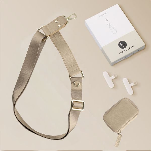 Selencia Handykette mit kleiner Tasche - Beige