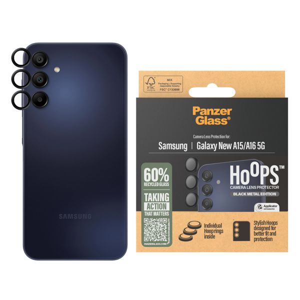PanzerGlass Kameraprotektor Hoops Optic Rings für das Samsung Galaxy A16 4G/5G - Schwarz