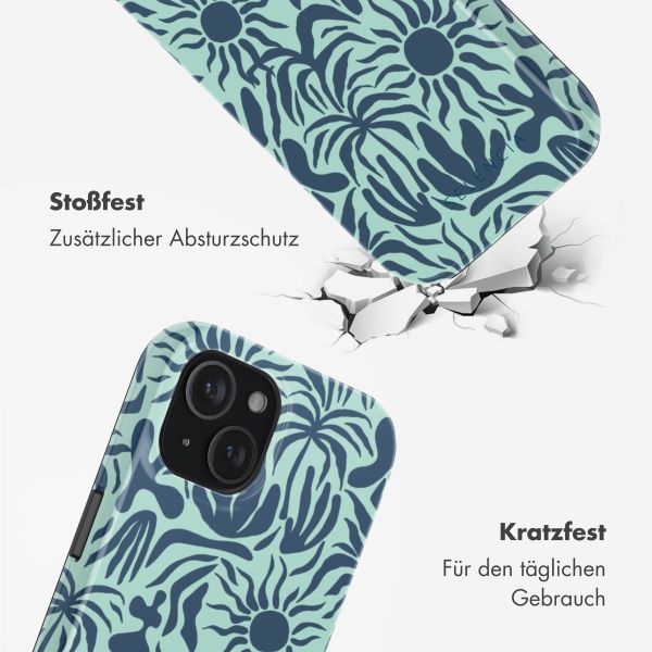 Selencia Vivid Tough Back Cover mit MagSafe für das iPhone 15 - Tropical Vibes Light Blue