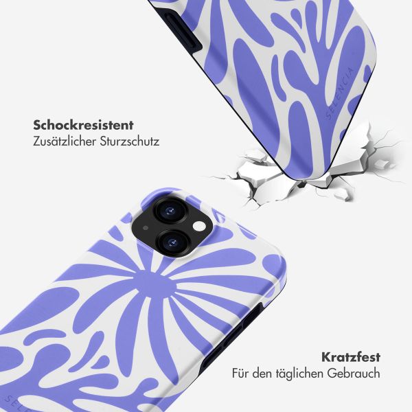 Selencia Vivid Tough Back Cover für das iPhone 15  - Modern Bloom Sapphire Blue