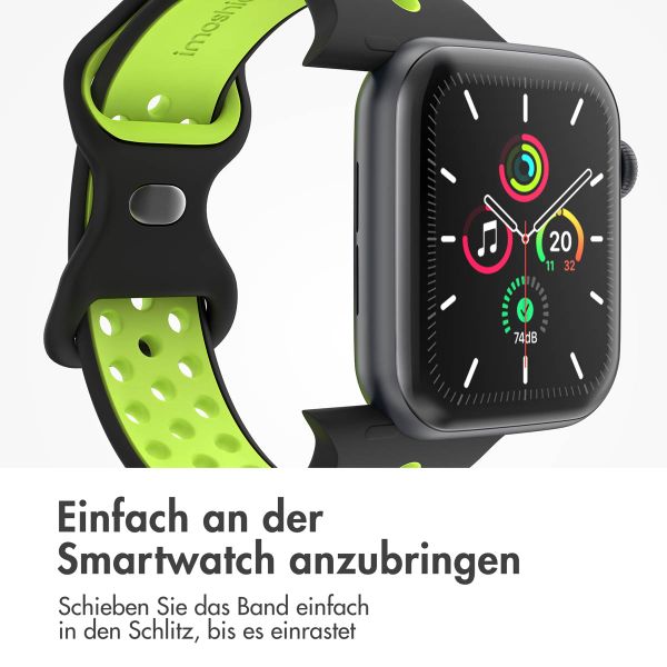 imoshion Silikon Sport⁺ Armband für  Apple Watch Series 1 - 11 / SE / Ultra (44/45/46/49 mm) - Größe M/L - Black & Yellow