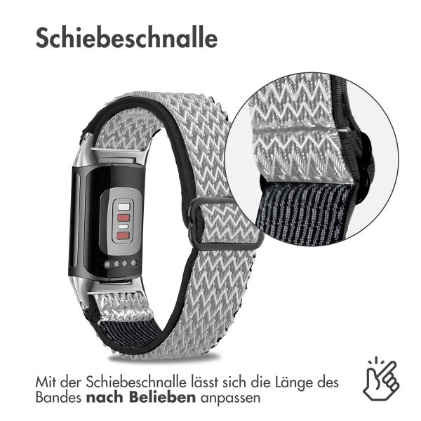 imoshion Elastische Nylonarmband für das Fitbit Charge 5 / Charge 6 - Weiß