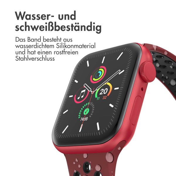 imoshion Sportarmband⁺ für die Apple Watch Series 1 bis 10 / SE / Ultra (2) (44/45/46/49 mm) - Größe S/M - Wine Red & Black