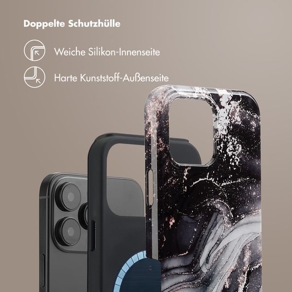 Selencia Vivid Tough Back Cover MagSafe für das Apple iPhone 16 Pro Max - Chic Marble Black