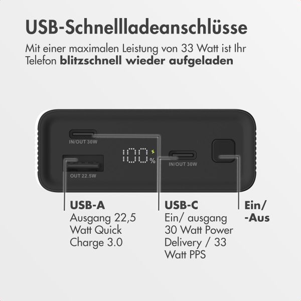 imoshion Ultra Series Aluminium | Powerbank 20.000 mAh - Schnellladen bis 33W - Black