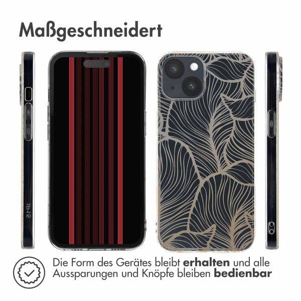 imoshion Design Hülle Apple iPhone 15 - Golden Leaves Transparent
