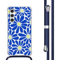 imoshion Design Hülle mit Band Samsung Galaxy A54 (5G) - Cobalt Blue Flowers Connect