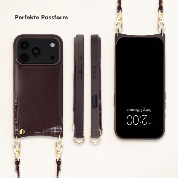 Selencia Nova HandyHülle mit Kordel und Kartenhalter Apple iPhone 18 Pro / 17 Pro - Checks