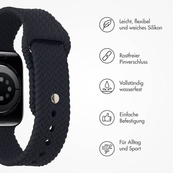 imoshion Geflochtenes Silikonarmband für das  Apple Watch Series 1 t/m 9 / SE (38/40/41 mm) | Series 10 / 11 (42 mm) - Schwarz