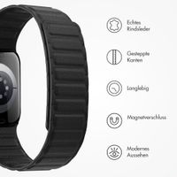 Accezz Magnetisches Echtlederarmband für Apple Watch | 38/40/41/42 mm - Schwarz