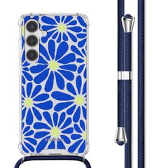 imoshion Design Hülle mit Band Samsung Galaxy S24 Plus - Cobalt Blue Flowers Connect