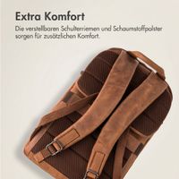 Accezz Leather Laptop Rucksack 16 Zoll - Cognac