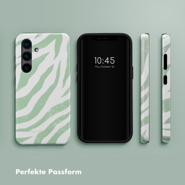 Selencia Vivid Tough Back Cover für das Samsung Galaxy S24 - Colorful Zebra Sage Green