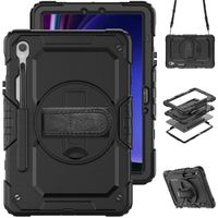 Accezz Robustes Back Cover mit Schultergurt für das Samsung Galaxy Tab S10 Lite / S9 11 Zoll / S10 FE / S9 FE 10.9 Zoll - Schwarz