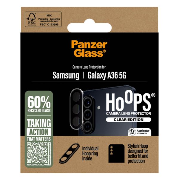 PanzerGlass Kameraprotektor Hoop Optic Rings für das Samsung Galaxy A36 - Transparent