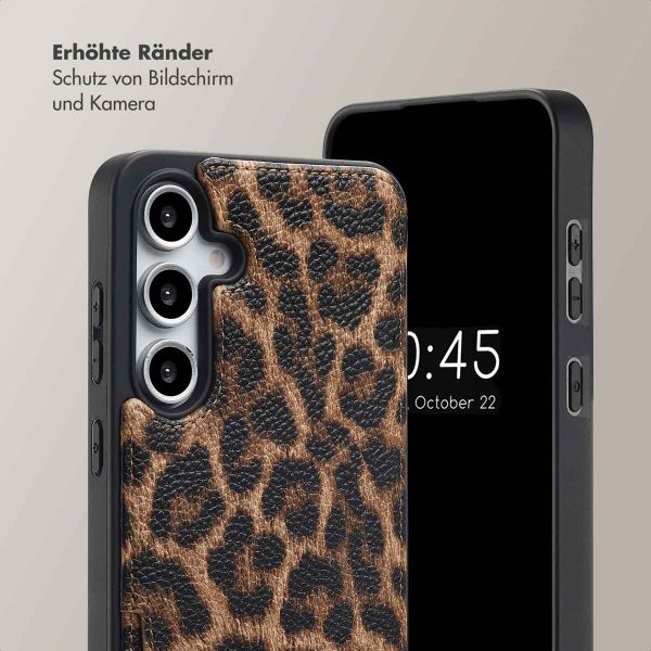 Selencia Nova HandyHülle mit Kordel und Kartenhalter Samsung Galaxy S24 FE - Leopard