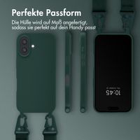 Selencia Silikonhülle mit abnehmbarem Band für das Apple iPhone 16 - Dunkelgrün