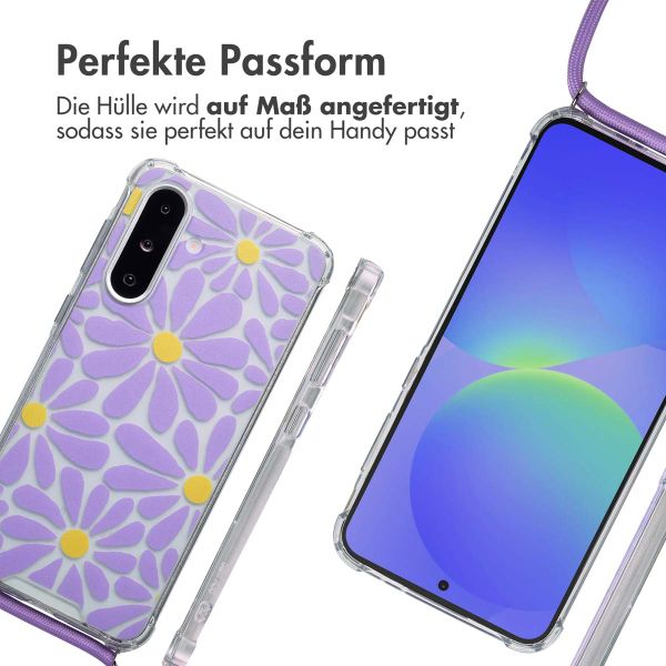imoshion Design Hülle mit Band Samsung Galaxy A36 - Tropical Violet Flowers Connect