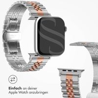 Selencia Jubilee-Edelstahlarmband für Apple Watch Series 1 t/m 9 / SE (38/40/41 mm) | Series 10 / 11 (42 mm) - Zilver & Rosé Goud / Silver & Rose Gold