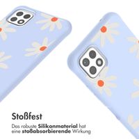 imoshion Silikonhülle design mit Band für das Samsung Galaxy A22 (5G) - Lila Flower Distance