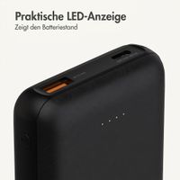 imoshion Kompakte Powerbank 10.000 mAh - Kleine Powerbank - 22,5W Schnellladegerät - USB-C / USB-A - Schwarz