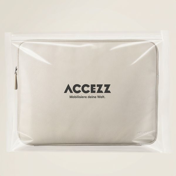 Accezz Leather Laptop Hülle mit Reißverschluss 15-16 Zoll - Laptop Sleeve - Beige