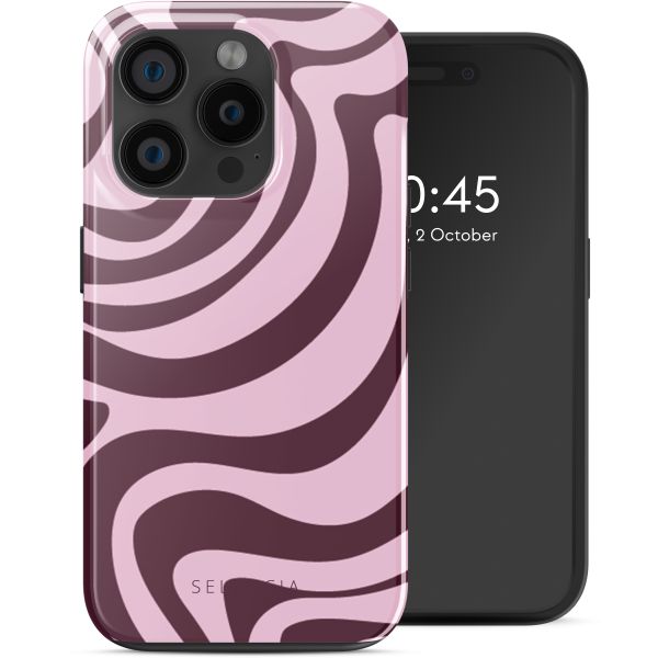 Selencia Vivid Tough Back Cover MagSafe für das iPhone 15 Pro - Wavy Swirl Pink Plum