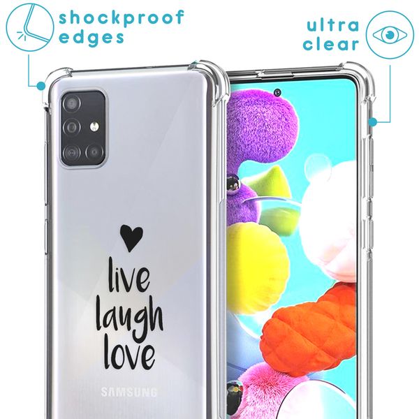 imoshion Design Hülle mit Band für das Samsung Galaxy A71 - Live Laugh Love