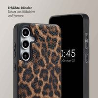 Selencia Nova HandyHülle mit Kordel und Kartenhalter Samsung Galaxy S24 FE - Leopard