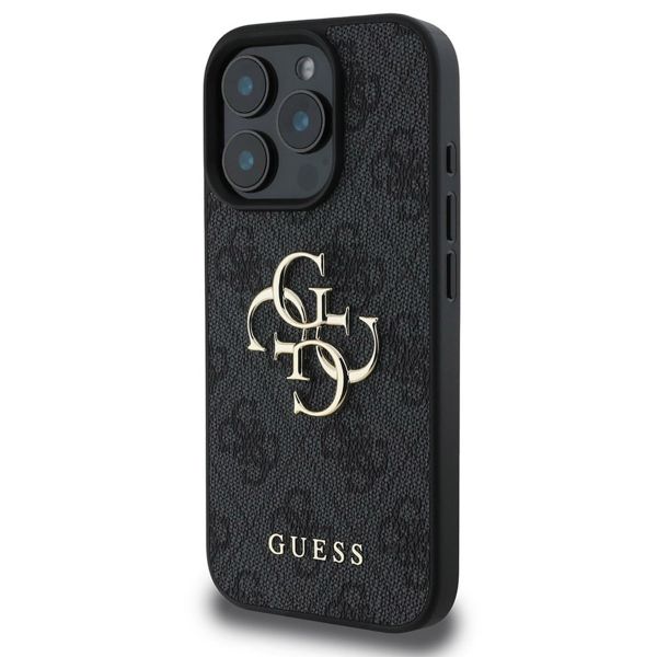 Guess 4G Metal Logo Back Cover für das iPhone 16 Pro Max - Schwarz