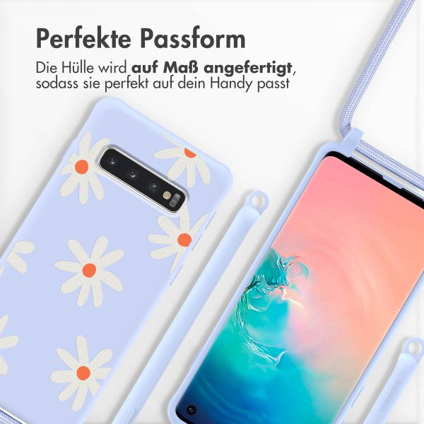 imoshion Silikonhülle design mit Band für das Samsung Galaxy S10 - Lila Flower Distance