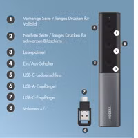 Accezz Präsentations-Klicker - Presenter mit Laserpointer - Schwarz