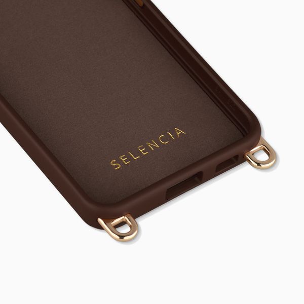 Selencia Rivièra Backcover mit MagSafe mit abnehmbaren Haken Samsung Galaxy S25 / S24 - Choco Brown