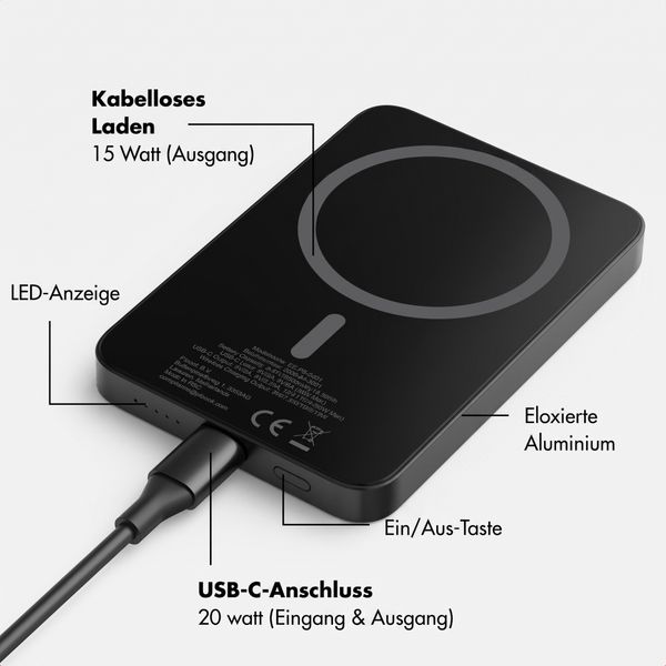 Selencia Vivid Powerbank 5.000 mAh - MagSafe und Qi - Black / Wavy Baby Choco